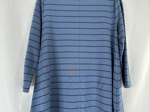 Top túnica punto granate Hill pop sobre mujer talla M azul a rayas manga 3/4 BOHO - Imagen 10 de 16