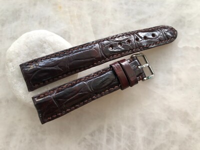 18mm/16mm Brown Alligator Crocodile Embossed Leather Watch Strap Band