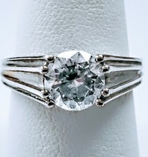 Vintage 925 Sterling Silver Cubic Zirconia Heart Cutout Cocktail Ring Size 8