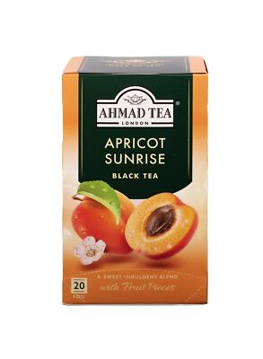 Ahmad Tea Apricot Sunrise Black Tea 120 Foil Wrapped Bags 6 Boxes