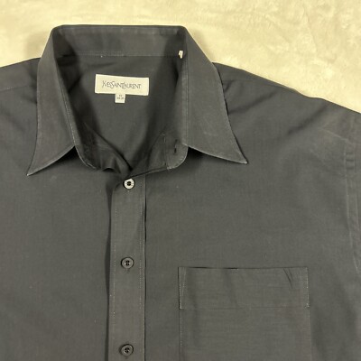 Yves Saint Laurent Mens Long Sleeve Black Dress Casual Shirt 17 34-35