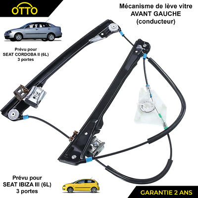 Lève-vitre électrique Avant Gauche Pour SEAT IBIZA 3 Phase 1 - Référence 6L3837461 - Occasion En Bon état