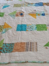 Crib Quilt Arrow Pattern Whimsical Animal Print Fabric Soft Muslin Back Unique