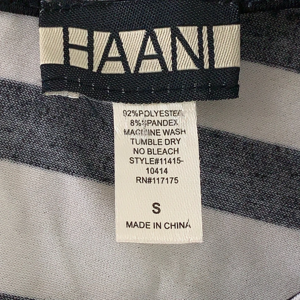 Платье-футляр женское Haani размер Small черное белое синее в полоску с длинным рукавом - Изображение 2 из 4