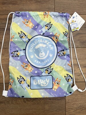 NEW Build A Bear Workshop BABW BLUEY  Drawstring Cinch Bag Bear Carrier Sac NWT