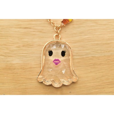 Betsey Johnson Halloween Necklace Pendant Ghost Candy Corn 2024 RARE NWT Bin7A