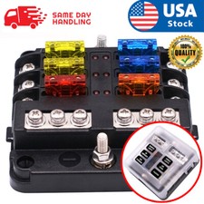 6 Way Car Boot Power Distribution 12/24V Blade Fuse Holder Box Block Panel Board