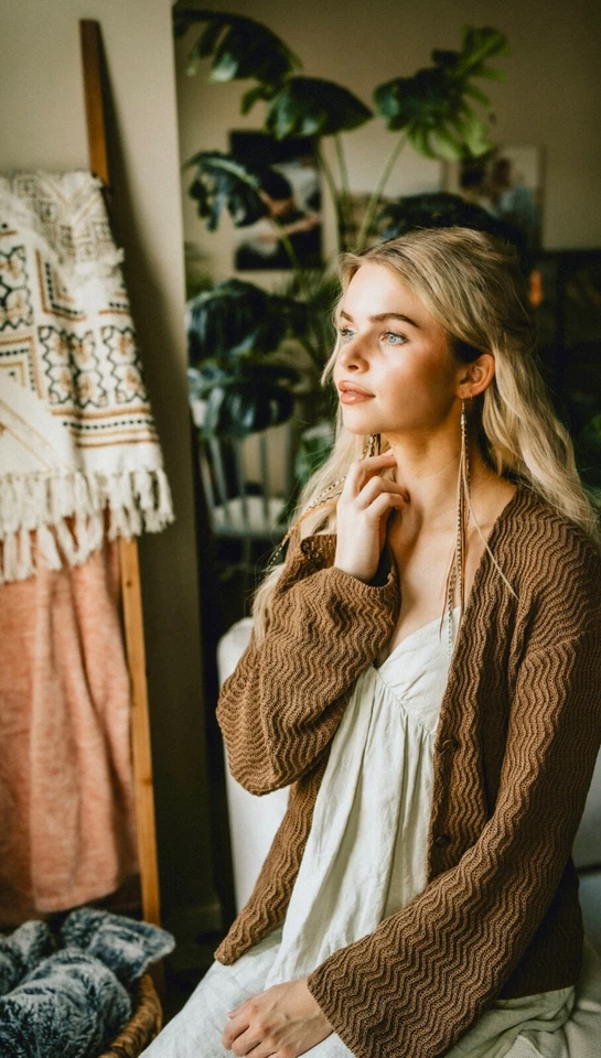 Custom Owilita Inspired Natural & Grizzly Long Feather Earrings - Image 3 of 3