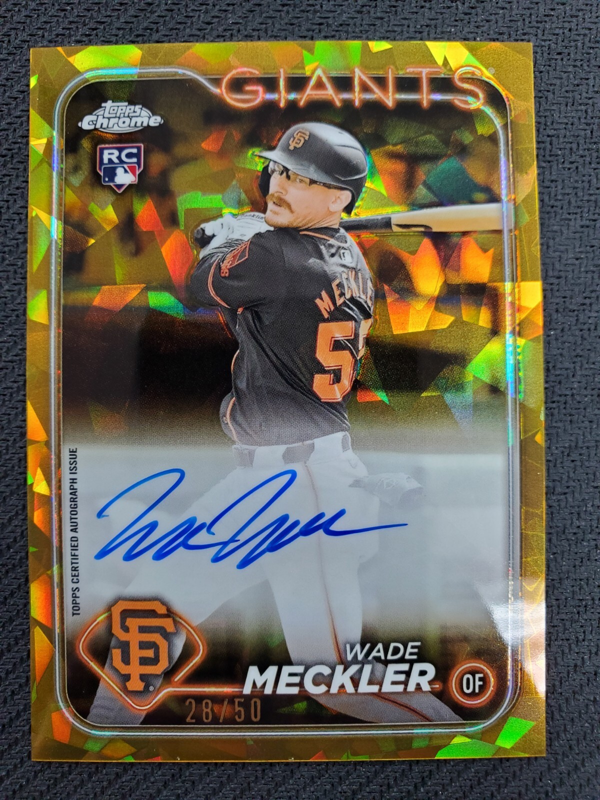 2024 TOPPS CHROME SAPPHIRE WADE MECKLER ROOKIE RC AUTOGRAPH GOLD REFRACTOR /50