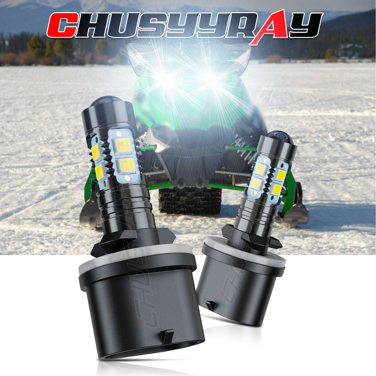 2x 880 LED Headlight Bulbs Fit Arctic Cat Snowmobile ATV White