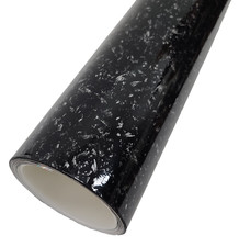 Gloss Forged Carbon Fiber Black Silver Vinyl Car Wrap Film Sticker Decal Sheet