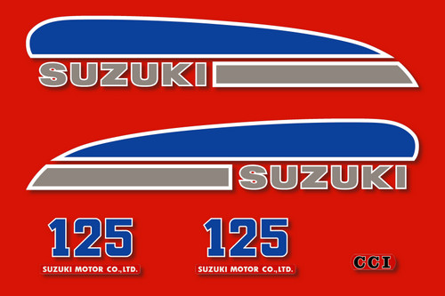 Rénover réservoir Suzuki TS 125 kit autocollants stickers rouge année 1974