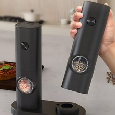 2x Electric Salt and Pepper Grinder Auto Mill Shaker Adjustable Coarseness + LED