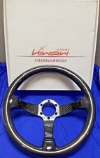 Hiwowsport 350mm Genuine Carbon Fiber Racing 3" Depth Steering Wheel Black US