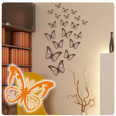 Schmetterlinge Butterfly Wandtattoo Wandaufkleber Tattoo Küche Kaffee Kind W027