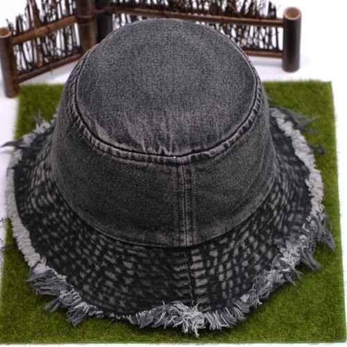 Cotton Denim Distressed Bucket Hat for Women Sun Hat Mens Hat QSLM - Picture 7 of 8