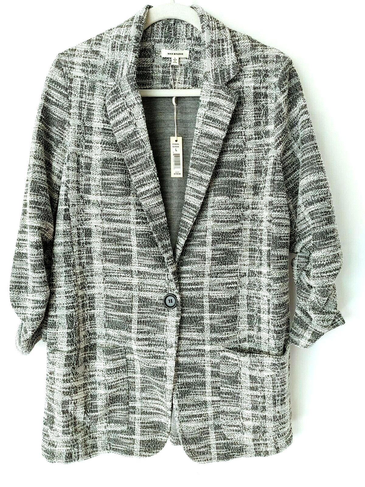 Max Studio Blazer Jacket 3/4 Ruched 