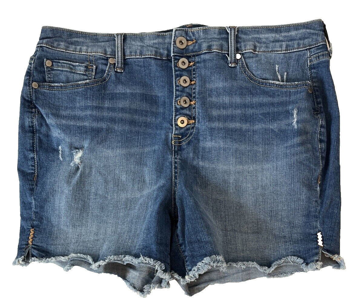 Torrid Blue Cut Off Denim Jean Shorts Button Fly Blue Sz 18