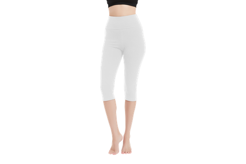Women's High-Waisted Yoga Capris - Cotton Spandex Fold Over Waistband Capri - Picture 10 of 24