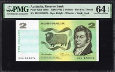 Australia 2 Dollars P43b2 R86b 1976 Knight Wheeler PMG64 Choice UNC EPQ Banknote