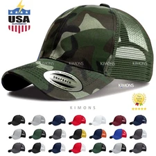 MR Plain Solid Trucker Hat Mesh Snapback Baseball Cap Visor Blank Cotton Army I