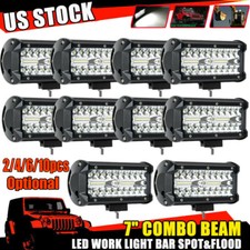 10pcs 7inch Led Work Light Bar Flood Spot Pods Offroad Fog Driving Suv Atv Truck