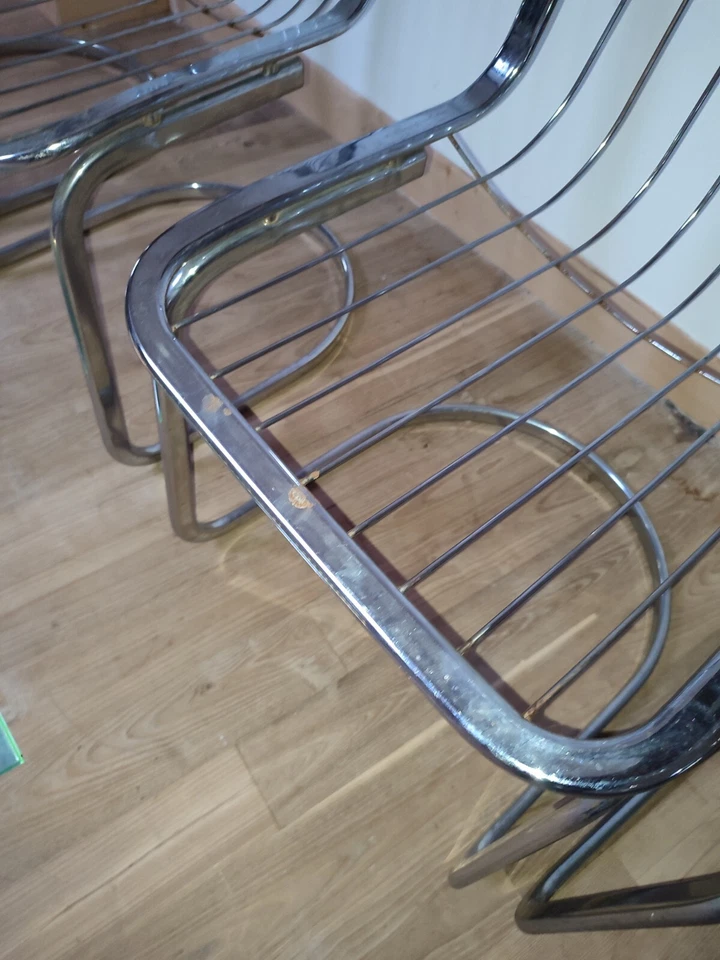 4 chaises Metal dans le goût Gastone Rinaldi Vintage à Restaurer - Photo 4/4