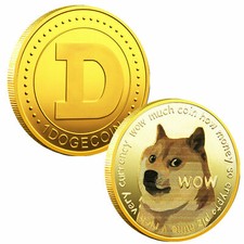 1x Gold Dogecoin Coins Commemorative 2021 New Collectors Gold Plated Doge Coin