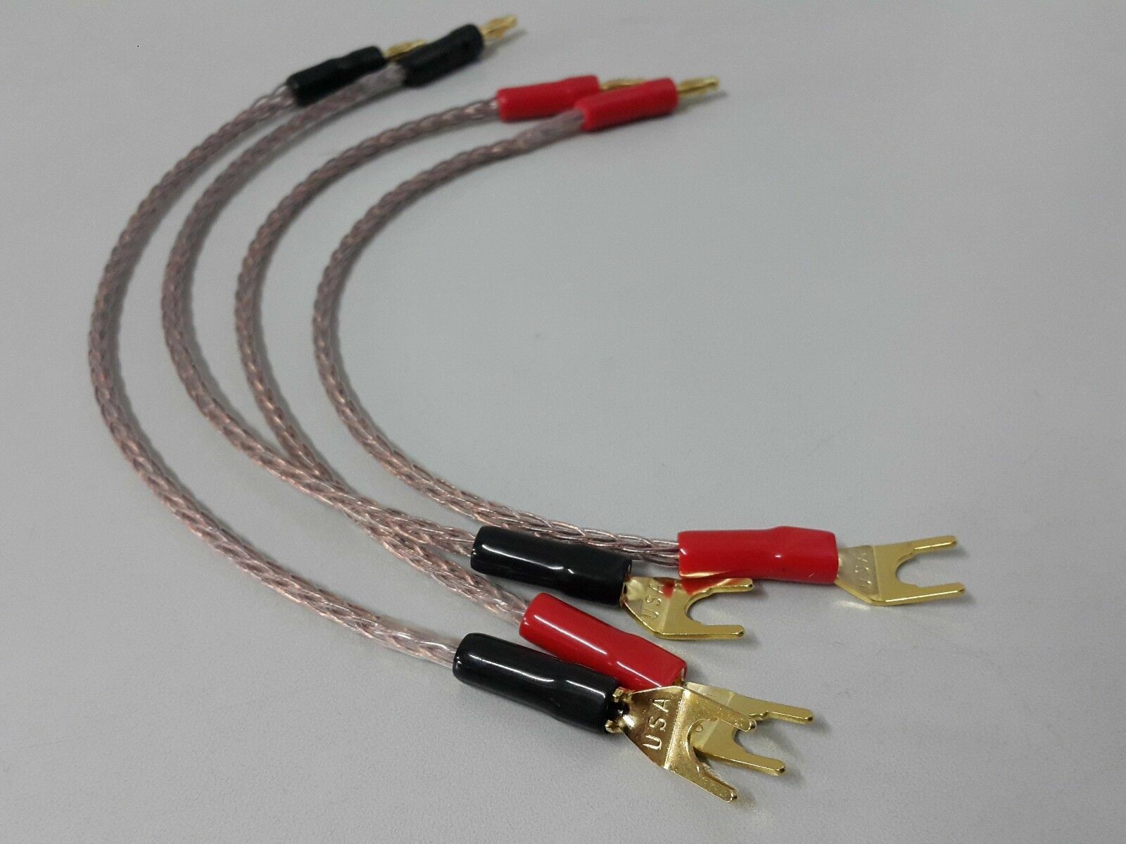 4x Speaker Jumper Wires Cable BiWire occ Copper wire banana spade eBay