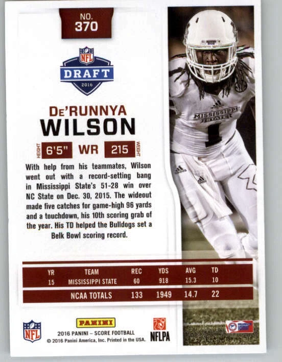 2016 Score #370 De'Runnya Wilson RC (ref 149967) - Image 2 of 2