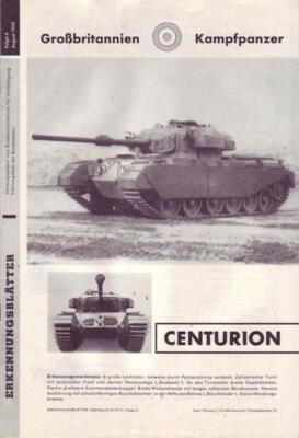 Erkennungsblätter Folge 06 August 1959 Großbritannien Kampfpanzer Centurion u. A