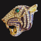 KJL KENNETH J. LANE Black Enamel and Pave Crystal Roaring Tiger Pin — photo 4