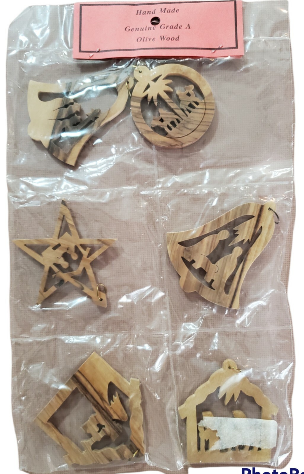 Handmade Olive Wood Christmas Ornaments from the Holy Land Nativity 6 Pieces