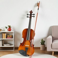 3/4 Size Acoustic Beginner / Student Violin Set - Case, Bow, Rosin, Natural