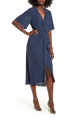 all in favor midi dress All In Favor Tie Front Drop Waist Midi Dress In Mauve - 55% Off