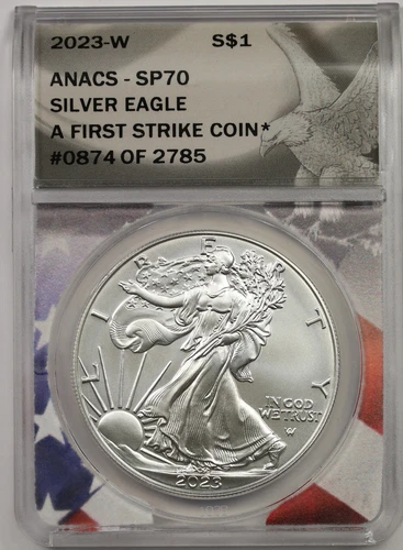 2023-W American Silver Eagle $1 SP 70 ANACS A First Strike Coin