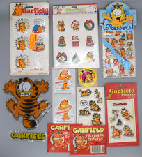 Lot Various Vintage Garfield Stickers Pressers Transfers Puffy Window Cling 80s