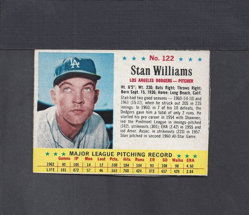 1963 POST SET BREAK #122 STAN WILLIAMS-5--DODGERS--KEINE FALTEN--EX/MT