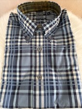 Nautica XL NWT Blue Plaid 80  s Two Ply Cotton Men  s Casual Shirt
