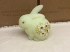 Vintage Fenton URANIUM glass bunny rabbit figure signed decorated glows
