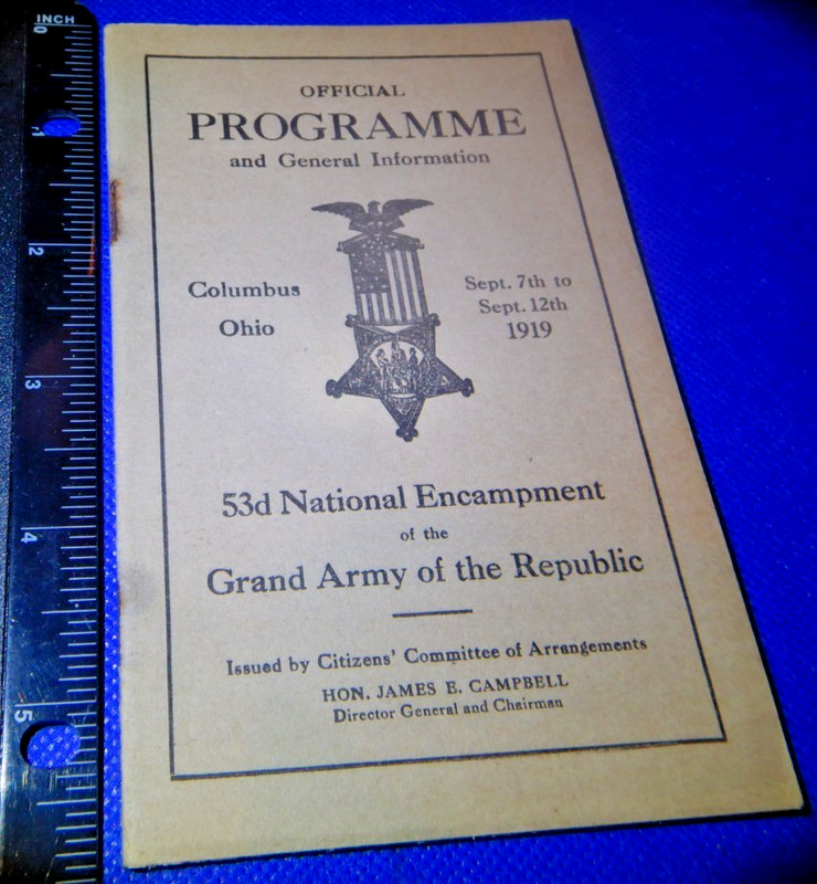 1919 Official Programme    53d National Encampment Grand Army of the Republic