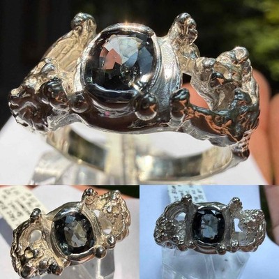 1.14 CT BLUE GRAY SPINEL  .925 STERLING SILVER MENS LG CAT RING SZ 10.5, 9.3GR