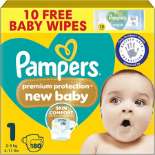 Premium Protection New Baby Size 1 180 Nappies 2Kg-5Kg Monthly Pack 0.19 per nappy