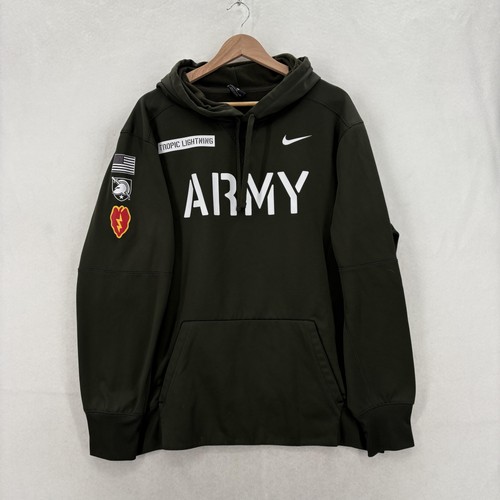 Nike Hoodie Mens XL Green Dri-FIT Therma Fleece Army Tropic Lightning Pullover