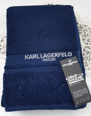 Karl Lagerfeld Maison Luxus Dusch Bade  Hand Gästetuch 70x140cm Navy Blau NEU