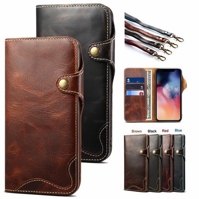 Echtes Leder Flip Wallet Kartenfach Schutzhülle Für Samsung S23 S22 S21 Note 20