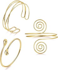 3Pcs Arm Cuff for Women Open Upper Bangle Armlet Gold Gold-Style1
