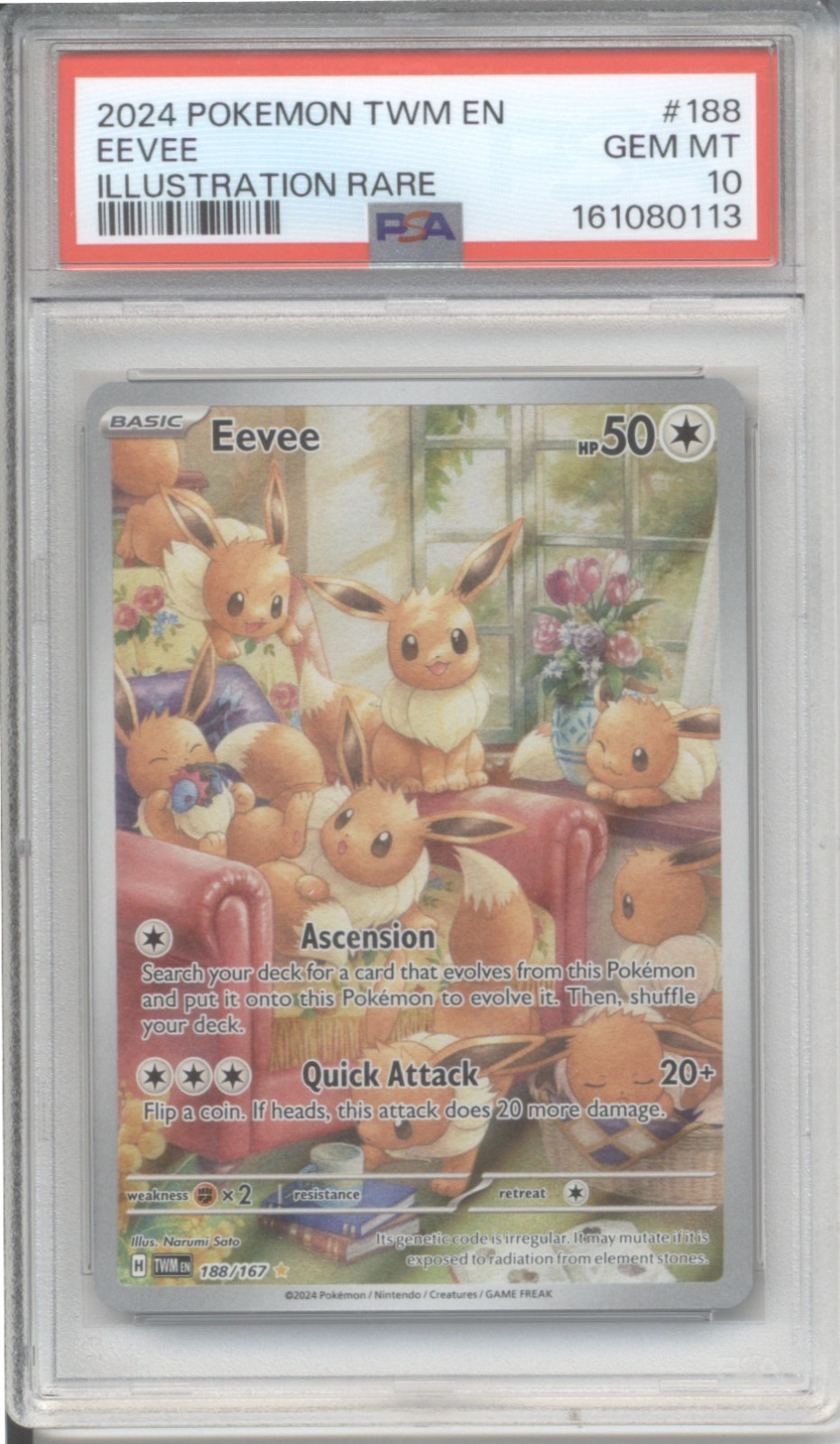 Pokémon Eevee Illustration Rare 188/167 Twilight Masquerade PSA 10