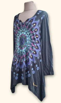 Desigual Damenkleid Tunika Blau Pailletten aus Baumwolljersey Gr. L - Bild 1 von 3