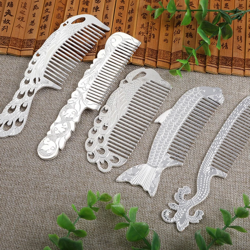 2 pcs hollow-out pettine pettine sanitario pratico (argento) - Immagine 4 di 4